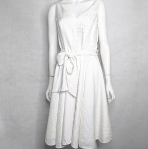 White Sleeveless Shimmering Dress German Designer